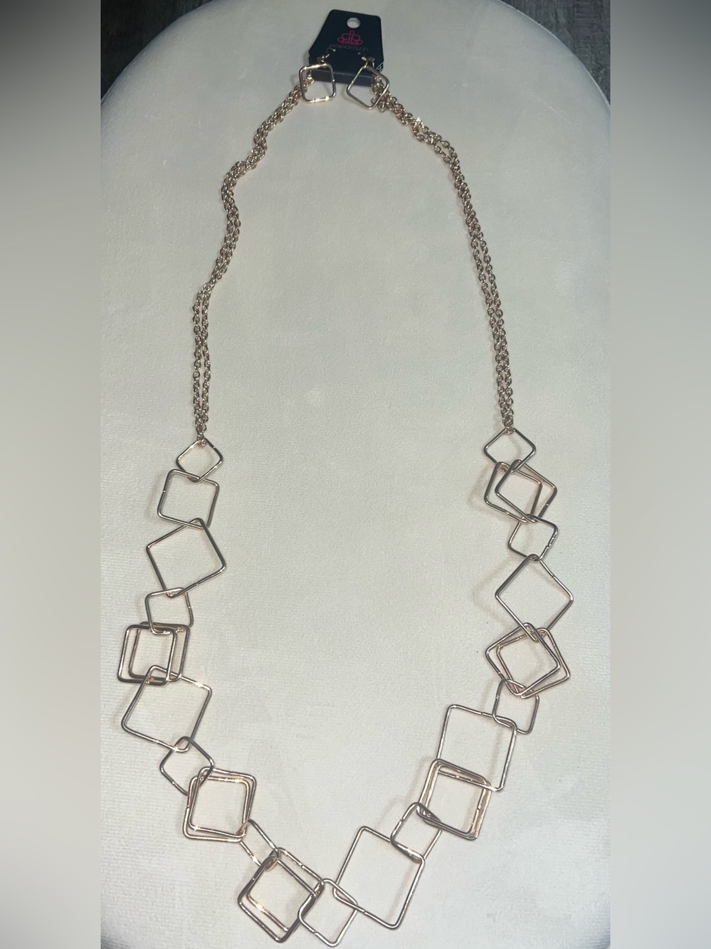 paparazzi Gold Tone Interlocking Square Link Necklace